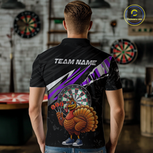 Load image into Gallery viewer, Purple Funny Turkey Chicken Darts Shirt for Men Darts Team Jerseys Polo &amp; 1/4 Zip Dart League NNT130