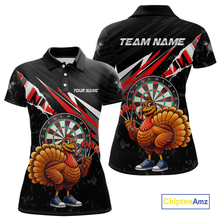 Load image into Gallery viewer, Red Funny Turkey Chicken Darts Shirt for Women Darts Team Jerseys Polo &amp; 1/4 Zip Dart League NNT130