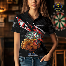 Load image into Gallery viewer, Red Funny Turkey Chicken Darts Shirt for Women Darts Team Jerseys Polo &amp; 1/4 Zip Dart League NNT130