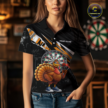 Load image into Gallery viewer, Orange Funny Turkey Chicken Darts Shirt for Women Darts Team Jerseys Polo &amp; 1/4 Zip Dart League NNT130