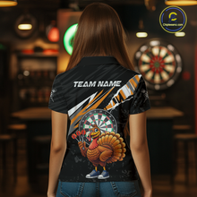 Load image into Gallery viewer, Orange Funny Turkey Chicken Darts Shirt for Women Darts Team Jerseys Polo &amp; 1/4 Zip Dart League NNT130