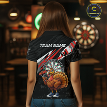 Load image into Gallery viewer, Red Funny Turkey Chicken Darts Shirt for Women Darts Team Jerseys Polo &amp; 1/4 Zip Dart League NNT130