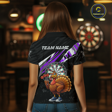 Load image into Gallery viewer, Purple Funny Turkey Chicken Darts Shirt for Women Darts Team Jerseys Polo &amp; 1/4 Zip Dart League NNT130