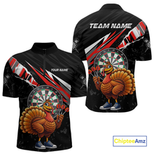 Load image into Gallery viewer, Red Funny Turkey Chicken Darts Shirt for Men Darts Team Jerseys Polo &amp; 1/4 Zip Dart League NNT130