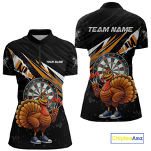 Load image into Gallery viewer, Orange Funny Turkey Chicken Darts Shirt for Women Darts Team Jerseys Polo &amp; 1/4 Zip Dart League NNT130