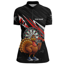 Load image into Gallery viewer, Red Funny Turkey Chicken Darts Shirt for Women Darts Team Jerseys Polo &amp; 1/4 Zip Dart League NNT130
