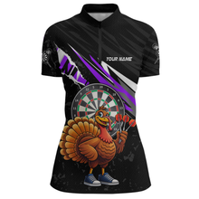 Load image into Gallery viewer, Purple Funny Turkey Chicken Darts Shirt for Women Darts Team Jerseys Polo &amp; 1/4 Zip Dart League NNT130