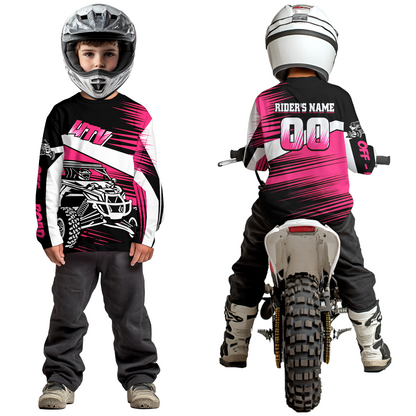Personalized Pink UTV Off-Road Shirts UTV Motocross Racing Shirt Kid Men Women UPF30+ DNT90
