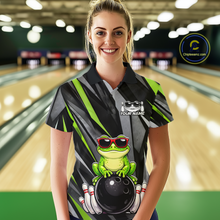 Load image into Gallery viewer, Custom Funny Frog Bowling Jersey for Women Bowling Team Shirts Bowling Polo &amp; 1/4 Zip HNT261