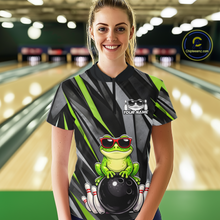 Load image into Gallery viewer, Custom Funny Frog Bowling Jersey for Women Bowling Team Shirts Bowling Polo &amp; 1/4 Zip HNT261