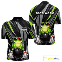 Load image into Gallery viewer, Custom Funny Frog Bowling Jersey for Men Bowling Team Shirts Bowling Polo &amp; 1/4 Zip HNT261