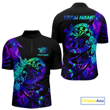 Load image into Gallery viewer, Custom Neon Pattern Dart Shirts For Men Dart Board Shirts Polo &amp; 1/4 Zip Dart Jersey Team NNT129