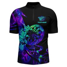 Load image into Gallery viewer, Custom Neon Pattern Dart Shirts For Men Dart Board Shirts Polo &amp; 1/4 Zip Dart Jersey Team NNT129