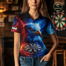 Load image into Gallery viewer, Custom Lightning Thunder Eagle Dart Shirts for Women Darts Team Jerseys Polo &amp; 1/4 Zip NNT137