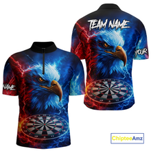 Load image into Gallery viewer, Custom Lightning Thunder Eagle Dart Shirts for Men Darts Team Jerseys Polo &amp; 1/4 Zip NNT137