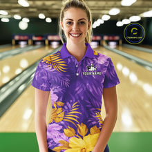 Load image into Gallery viewer, Custom Flowers Bowling Jersey for Women Polo &amp; 1/4 Zip Bowling Team Shirts Bowling League HNT213