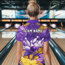 Load image into Gallery viewer, Custom Flowers Bowling Jersey for Women Polo &amp; 1/4 Zip Bowling Team Shirts Bowling League HNT213