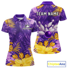 Load image into Gallery viewer, Custom Flowers Bowling Jersey for Women Polo &amp; 1/4 Zip Bowling Team Shirts Bowling League HNT213