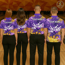 Load image into Gallery viewer, Custom Flowers Bowling Jersey for Women Polo &amp; 1/4 Zip Bowling Team Shirts Bowling League HNT213