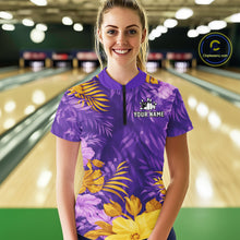 Load image into Gallery viewer, Custom Flowers Bowling Jersey for Women Polo &amp; 1/4 Zip Bowling Team Shirts Bowling League HNT213