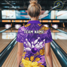 Load image into Gallery viewer, Custom Flowers Bowling Jersey for Women Polo &amp; 1/4 Zip Bowling Team Shirts Bowling League HNT213