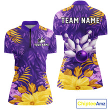 Load image into Gallery viewer, Custom Flowers Bowling Jersey for Women Polo &amp; 1/4 Zip Bowling Team Shirts Bowling League HNT213