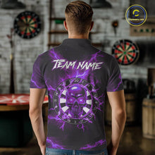 Load image into Gallery viewer, Custom Purple Lightning Thunder Skull Dart Shirts For Men Darts Team Jerseys Polo &amp; 1/4 Zip NNT135