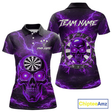 Load image into Gallery viewer, Custom Purple Lightning Thunder Skull Dart Shirts For Women Darts Team Jerseys Polo &amp; 1/4 Zip NNT135