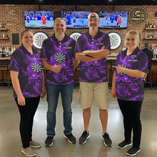 Load image into Gallery viewer, Custom Purple Lightning Thunder Skull Dart Shirts For Men Darts Team Jerseys Polo &amp; 1/4 Zip NNT135