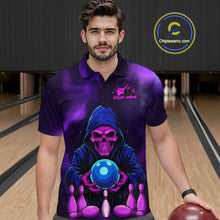 Load image into Gallery viewer, Custom Purple Grim Reaper Bowling Jersey for Men Bowling Team Shirts Polo &amp; 1/4 Zip HNT132