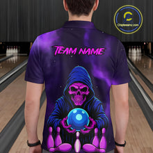 Load image into Gallery viewer, Custom Purple Grim Reaper Bowling Jersey for Men Bowling Team Shirts Polo &amp; 1/4 Zip HNT132