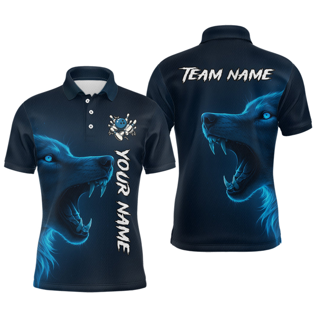 Custom Wolf Bowling Jersey for Men Polo & 1/4 Zip Bowling Team Shirts Bowling League HNT149