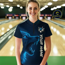 Load image into Gallery viewer, Custom Wolf Bowling Jersey for Women Polo &amp; 1/4 Zip Bowling Team Shirts Bowling League HNT149