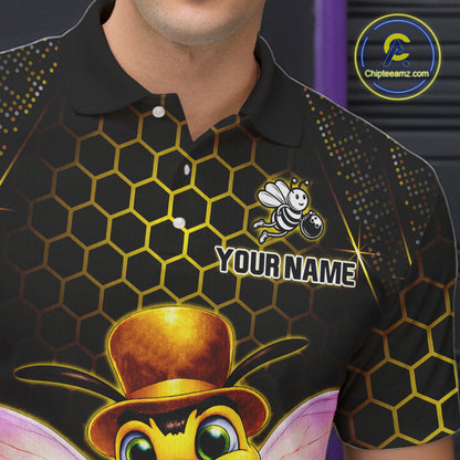 Custom Funny Bee Bowling Jersey for Men Bowling Team Shirts Bowling League Polo & 1/4 Zip HNT188