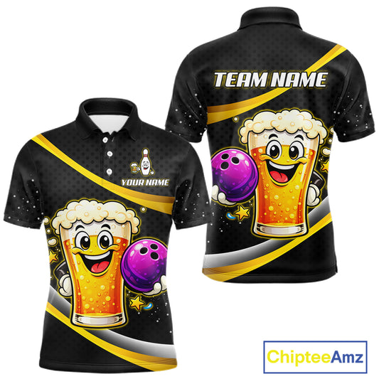Custom Funny Beer Bowling Bowling Jersey for Men Bowling Team Shirts Polo & 1/4 Zip HNT190