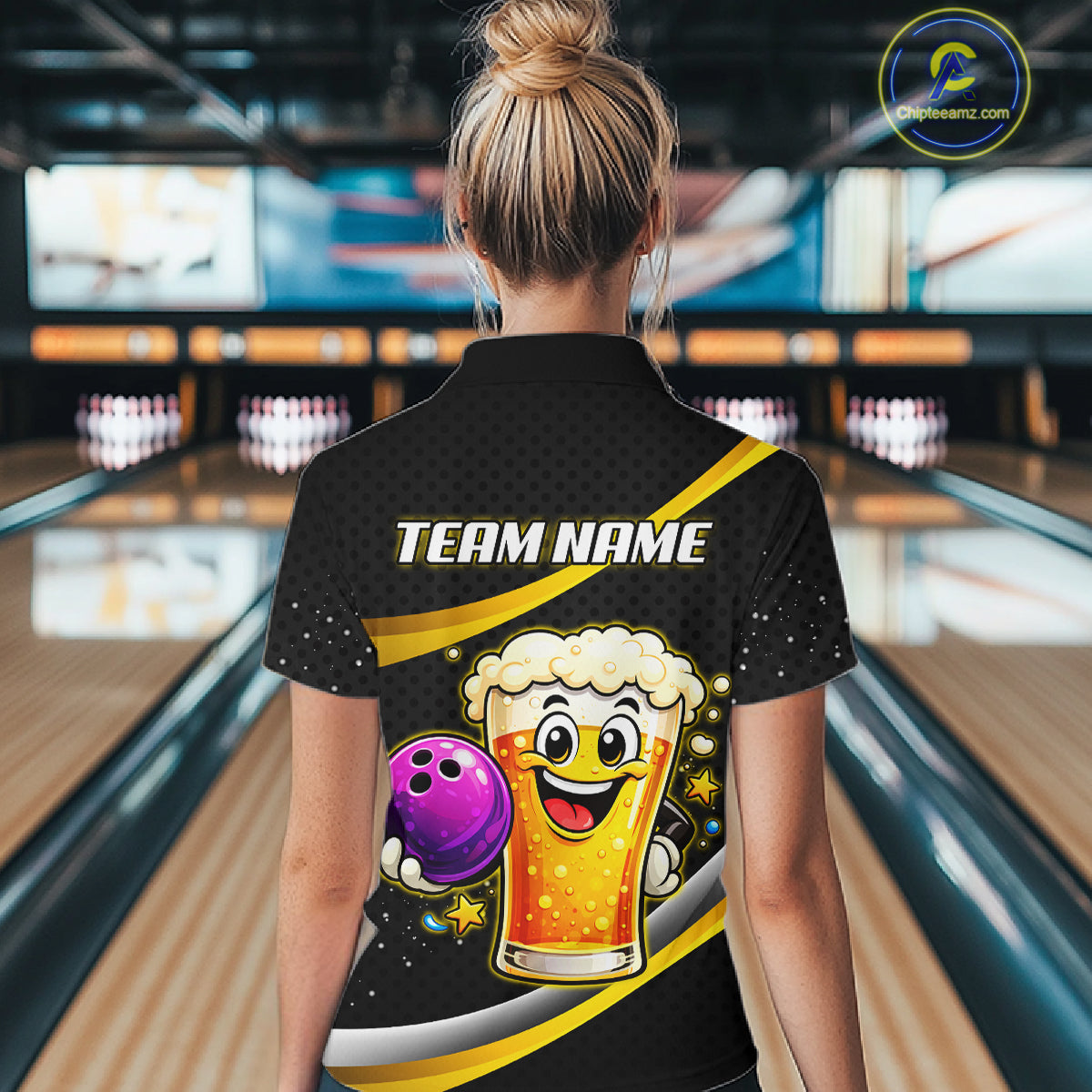 Custom Funny Beer Bowling Bowling Jersey for Women Bowling Team Shirts Polo & 1/4 Zip HNT190