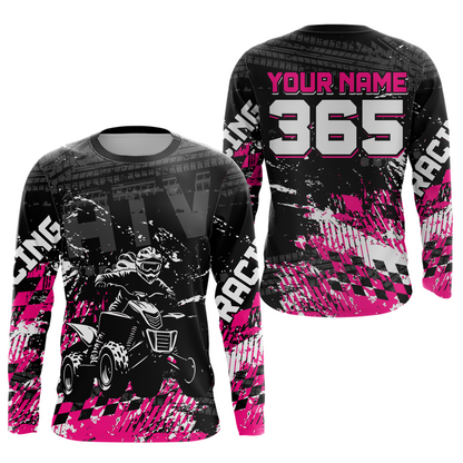 Custom Pink ATV Motocross Jersey Girls Dirt Bike Racing Shirts UPF30+ Off-Road Quad Jersey For Women Kids Youth NHN004