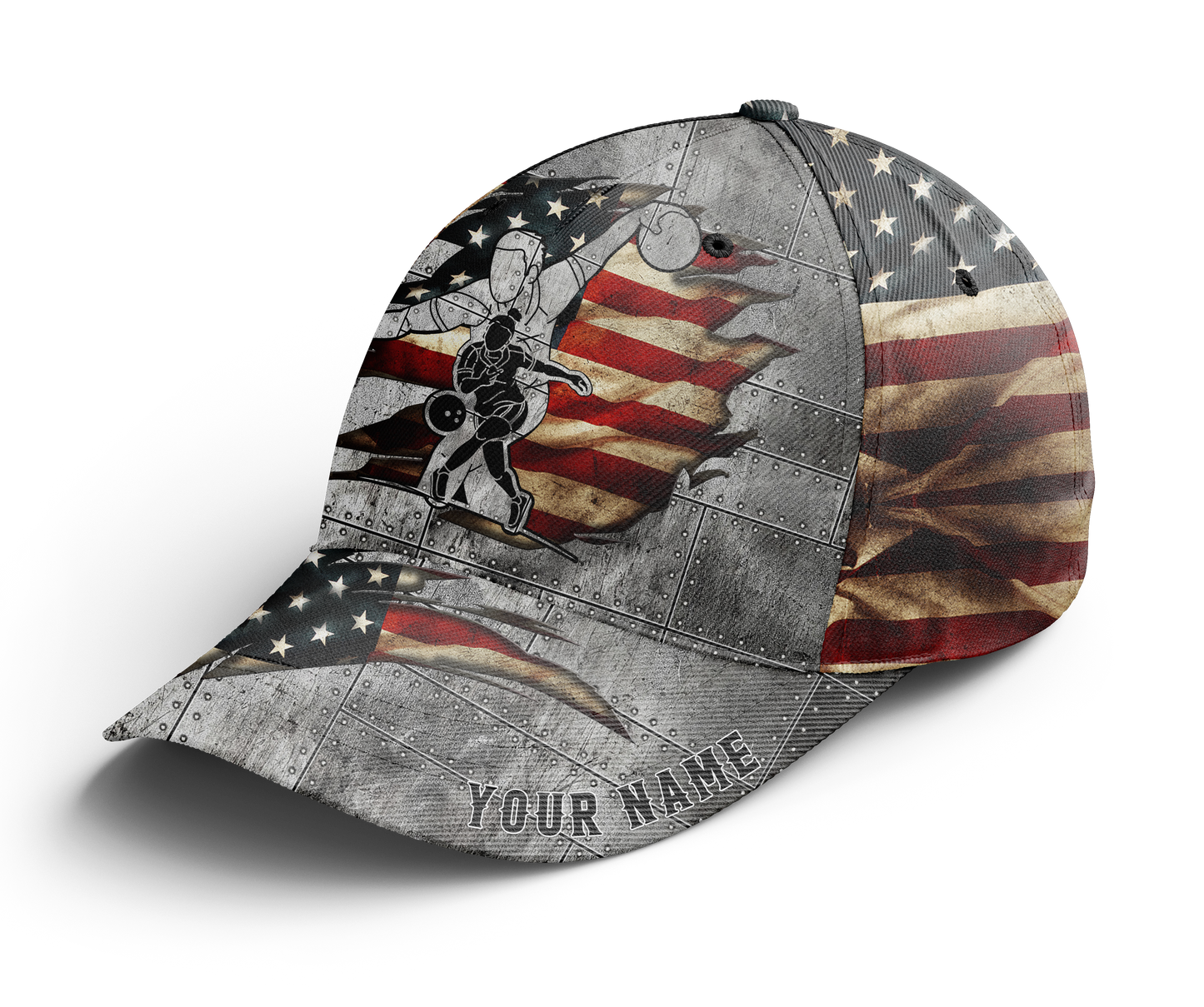 American Flag Bowling Hat for Men Women Custom Bowling Cap for Team Bowlers Gift  BDT430