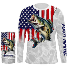 Load image into Gallery viewer, Bass Fishing American Flag Custom UV Protection Shirts, Bass Fishing Jerseys, Gift For Fisherman TTN124
