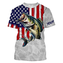 Load image into Gallery viewer, Bass Fishing American Flag Custom UV Protection Shirts, Bass Fishing Jerseys, Gift For Fisherman TTN124