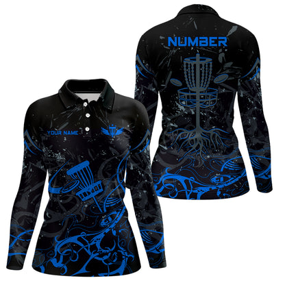 Colors Camo Black Womens Disc Golf Polo Shirt Custom Disc Golf Basket Tree Personalized Golf Gift TY2