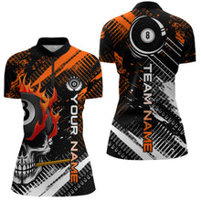 Load image into Gallery viewer, Personalized Name Billiard Skull Flame Women Quarter-Zip Shirts Custom Team Name Billiard Shirt Design YYD0015