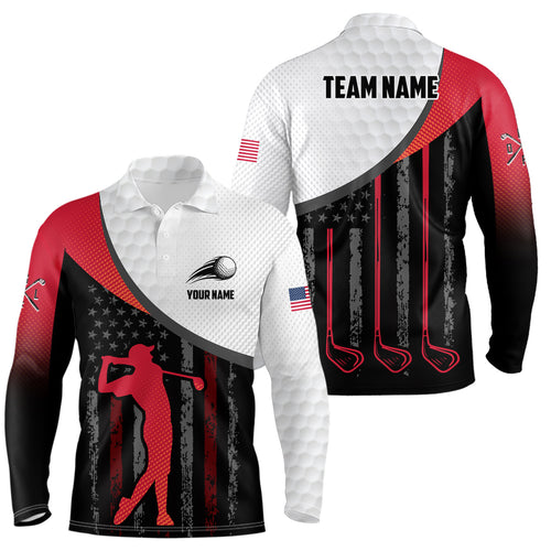 American Flag Golf Polo Shirts For Mens Custom Name, Patriotic Golf Gifts YYD0020