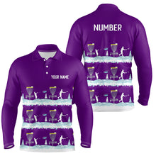 Load image into Gallery viewer, Winter Disc Golf Pattern Mens Disc Golf Polo Shirt Custom Name And Number Disc Golf Gifts For Men | Purple YYD0019