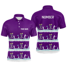 Load image into Gallery viewer, Winter Disc Golf Pattern Mens Disc Golf Polo Shirt Custom Name And Number Disc Golf Gifts For Men | Purple YYD0019