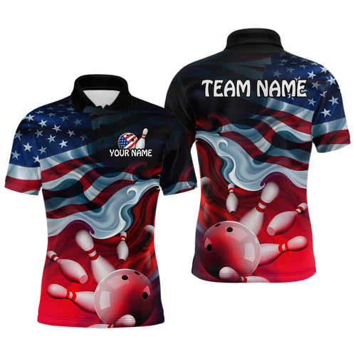Personalized American Flag Bowling Shirt for Womens Custom Bowling Pattern Team Jersey Shirt YYD0021