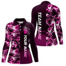 Load image into Gallery viewer, Bowling Shirt For Womens Custom Name Bowling Flame Lightning Team Jersey Shirt YYD0030