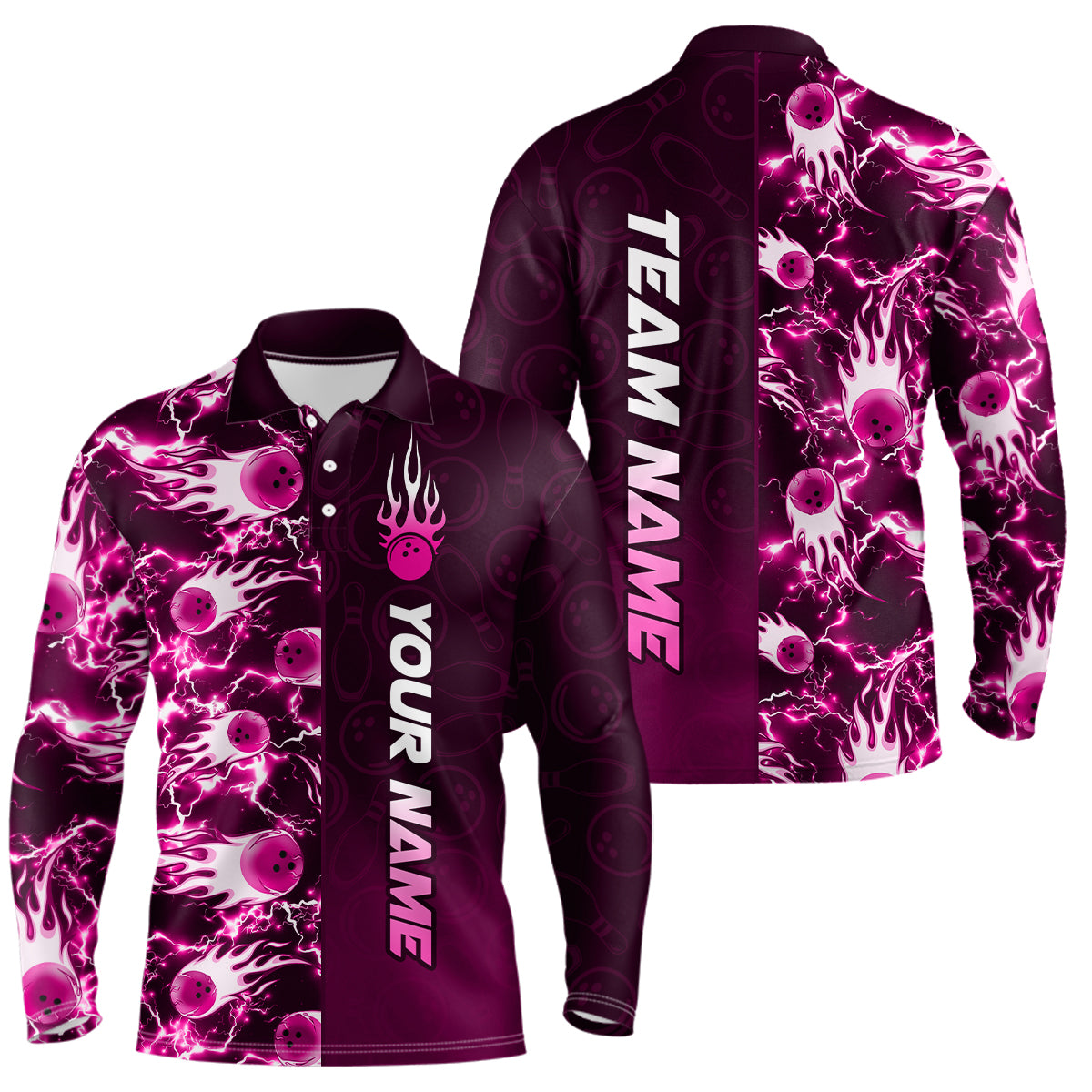 Bowling Shirt For Mens Custom Name Bowling Flame Lightning Team Jersey Shirt YYD0030