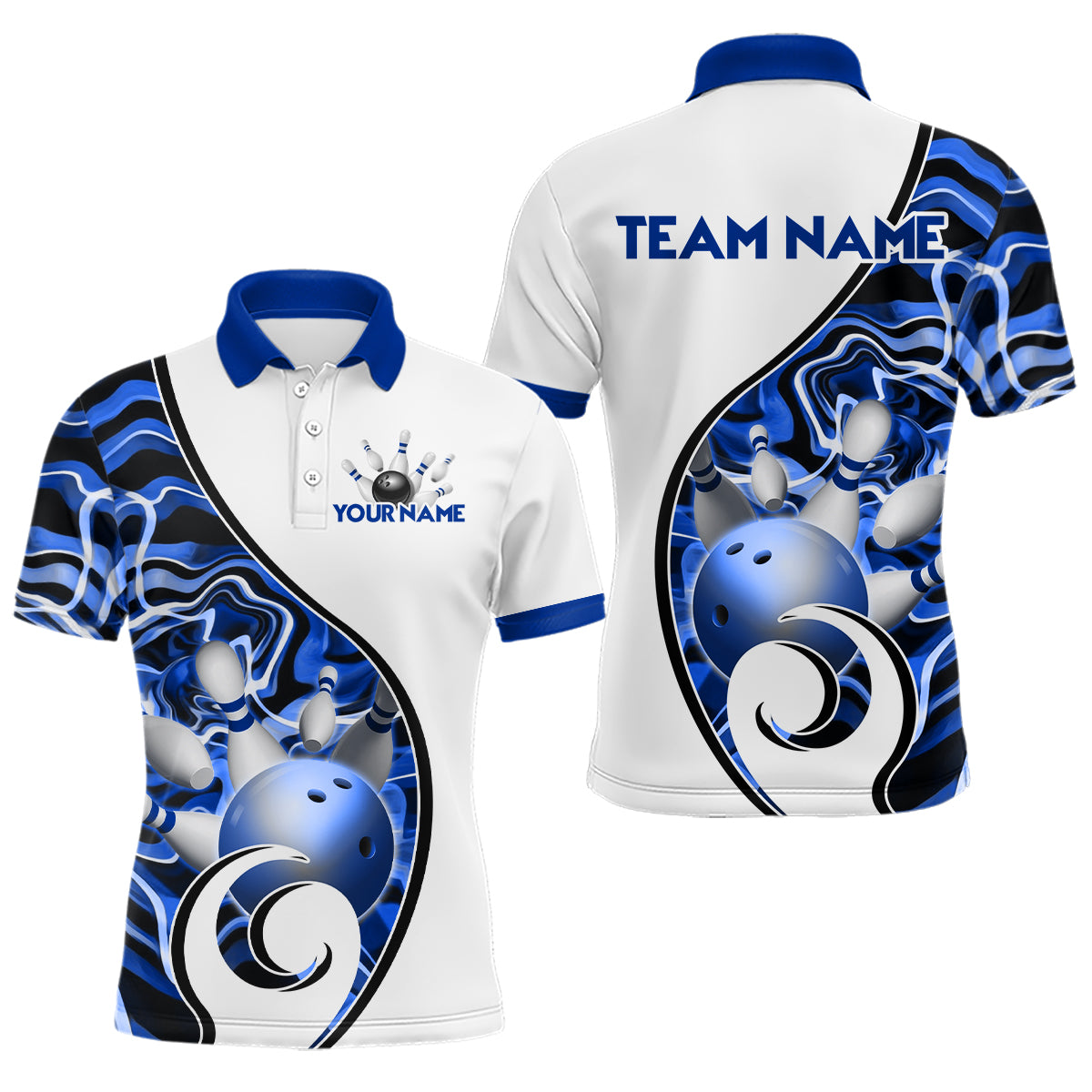Custom Bowling Team Polo Shirts for Men - Personalized Abstract Bowling Jersey YYD0079