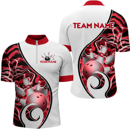Custom Bowling Team Men Quarter-Zip Shirts - Personalized Abstract Bowling Jersey YYD0079
